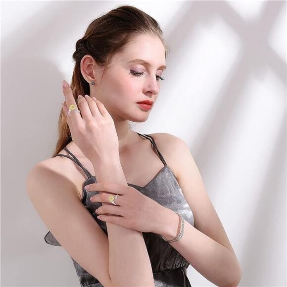 Fidget Rings for Anxiety for Women Sunflower Initial Letter Spinner Ring - Picture 3 of 7